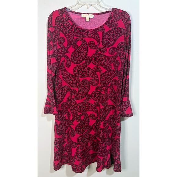 Michael Michael Kors Azalea Floral Paisley Print Flounce Dress Size Large - Picture 1 of 9